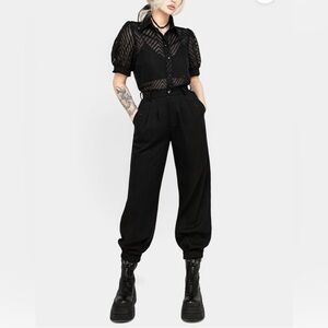 NWT DISTURBIA Dianne Embroidered Balloon Trousers Pants Black Size 16